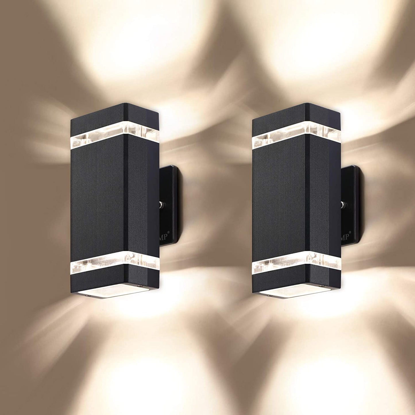 2 Pack LED Square up and down Lights Outdoor Wall Light,Body in Aluminum Waterproof Outdoor Wall Lamps,3000K 5W with Certificate ETL
