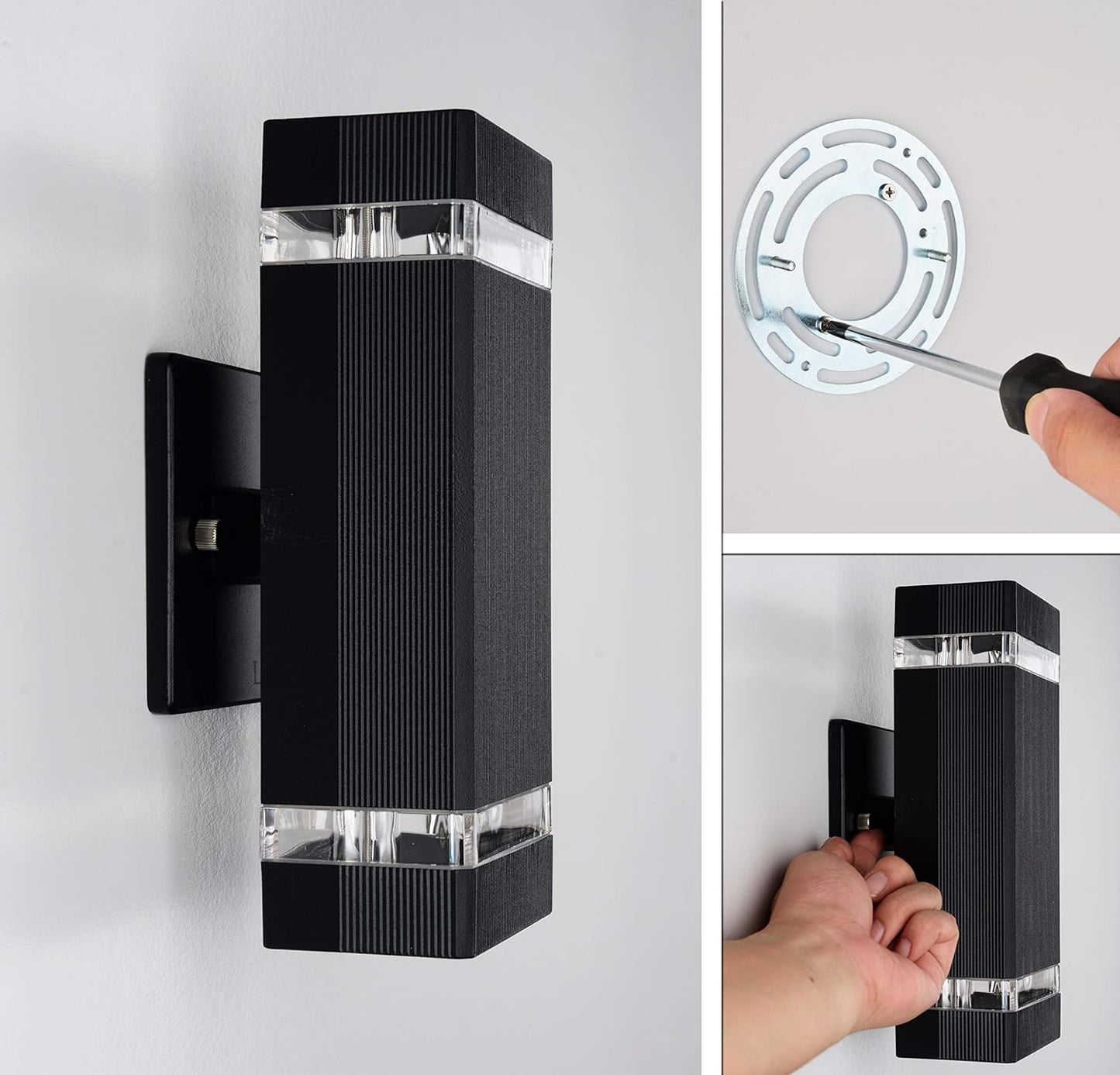 2 Pack LED Square up and down Lights Outdoor Wall Light,Body in Aluminum Waterproof Outdoor Wall Lamps,3000K 5W with Certificate ETL